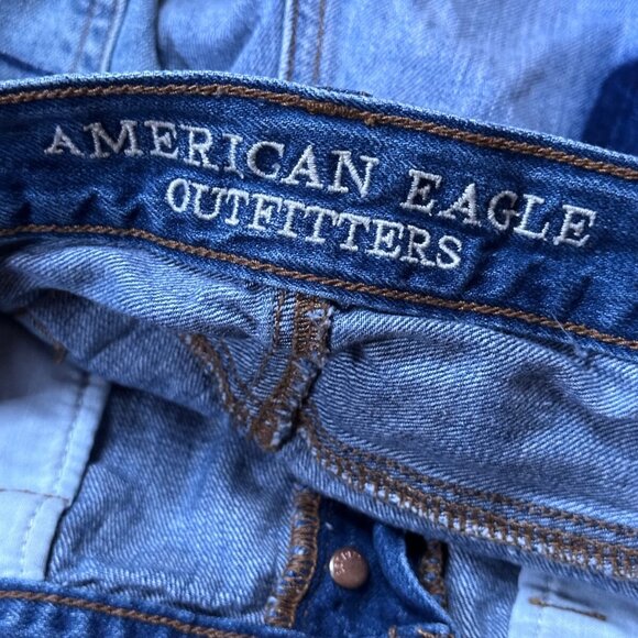 American Eagle Jean Shorts 4 Womens Blue Cut Off Vistage Festival High Rise - Picture 6 of 8